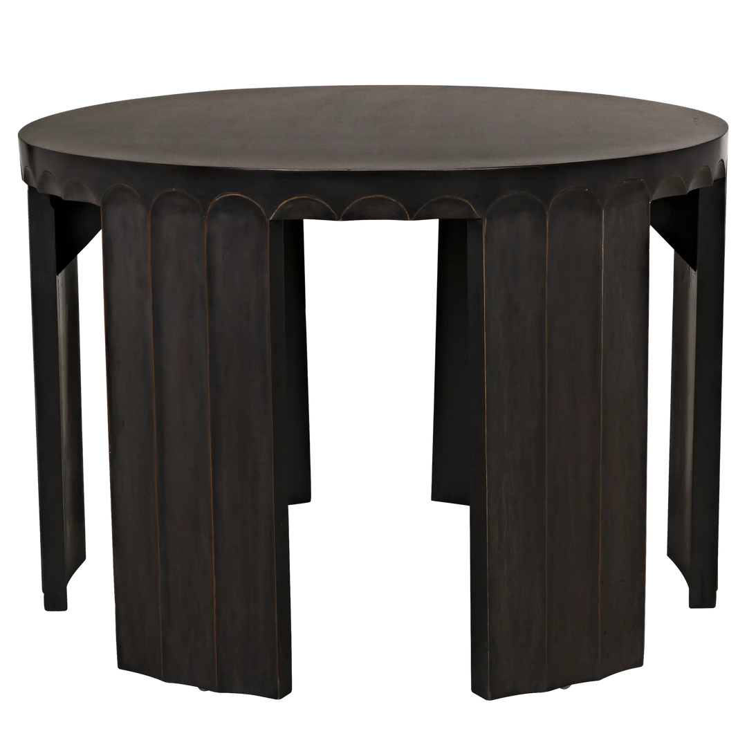 American Home Furniture | Noir - Fluted Side Table, Pale with Light Brown Trim