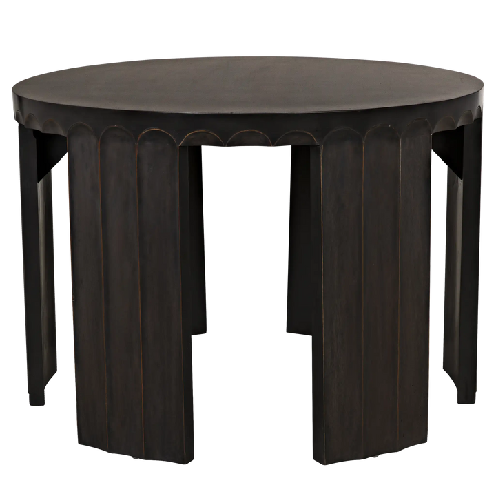 American Home Furniture | Noir - Fluted Side Table, Pale with Light Brown Trim