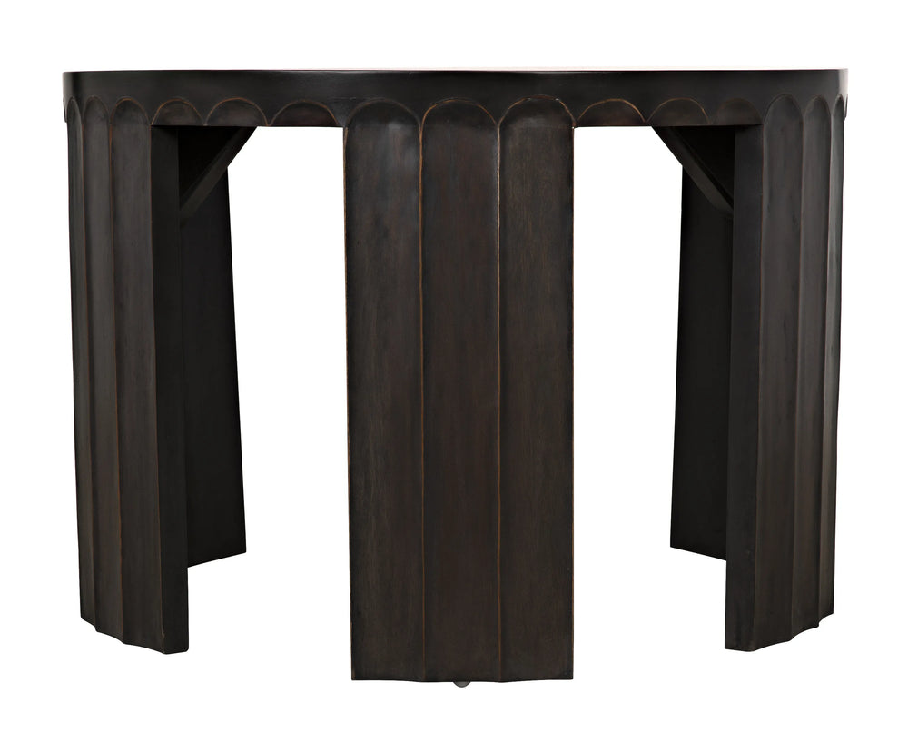 American Home Furniture | Noir - Fluted Side Table, Pale with Light Brown Trim