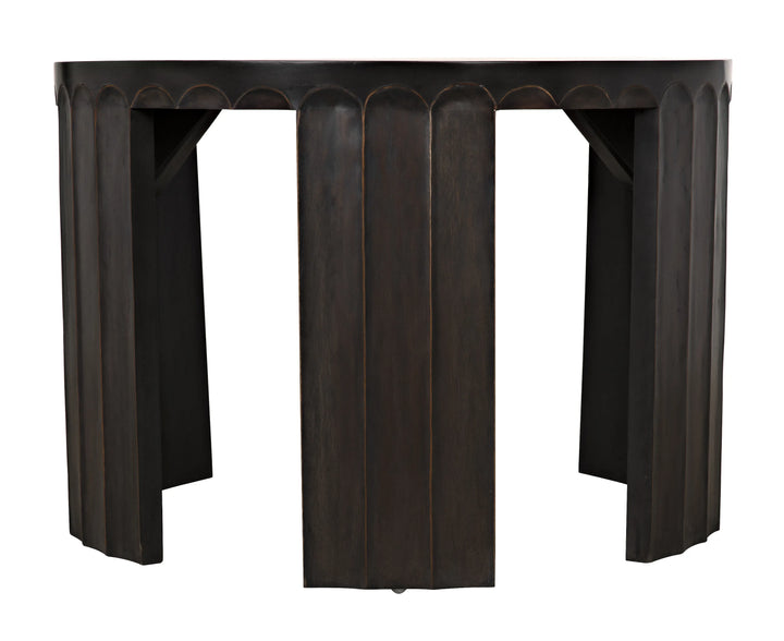 American Home Furniture | Noir - Fluted Side Table, Pale with Light Brown Trim