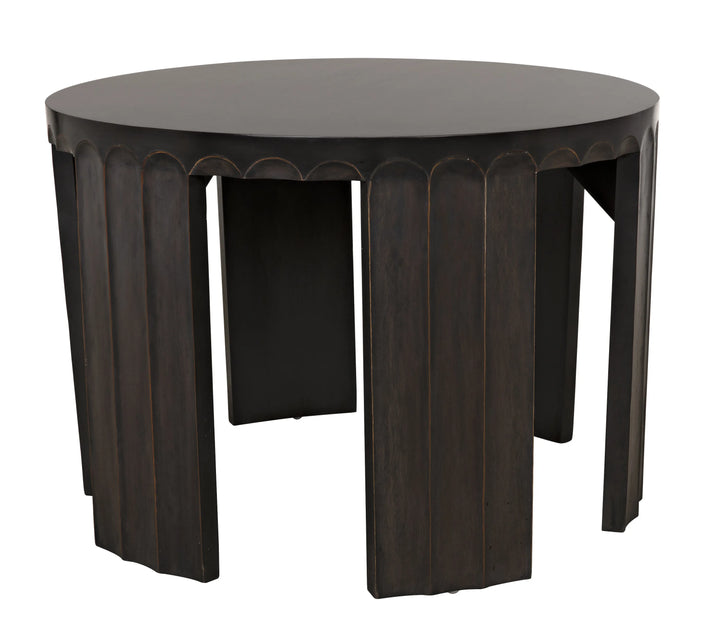 American Home Furniture | Noir - Fluted Side Table, Pale with Light Brown Trim