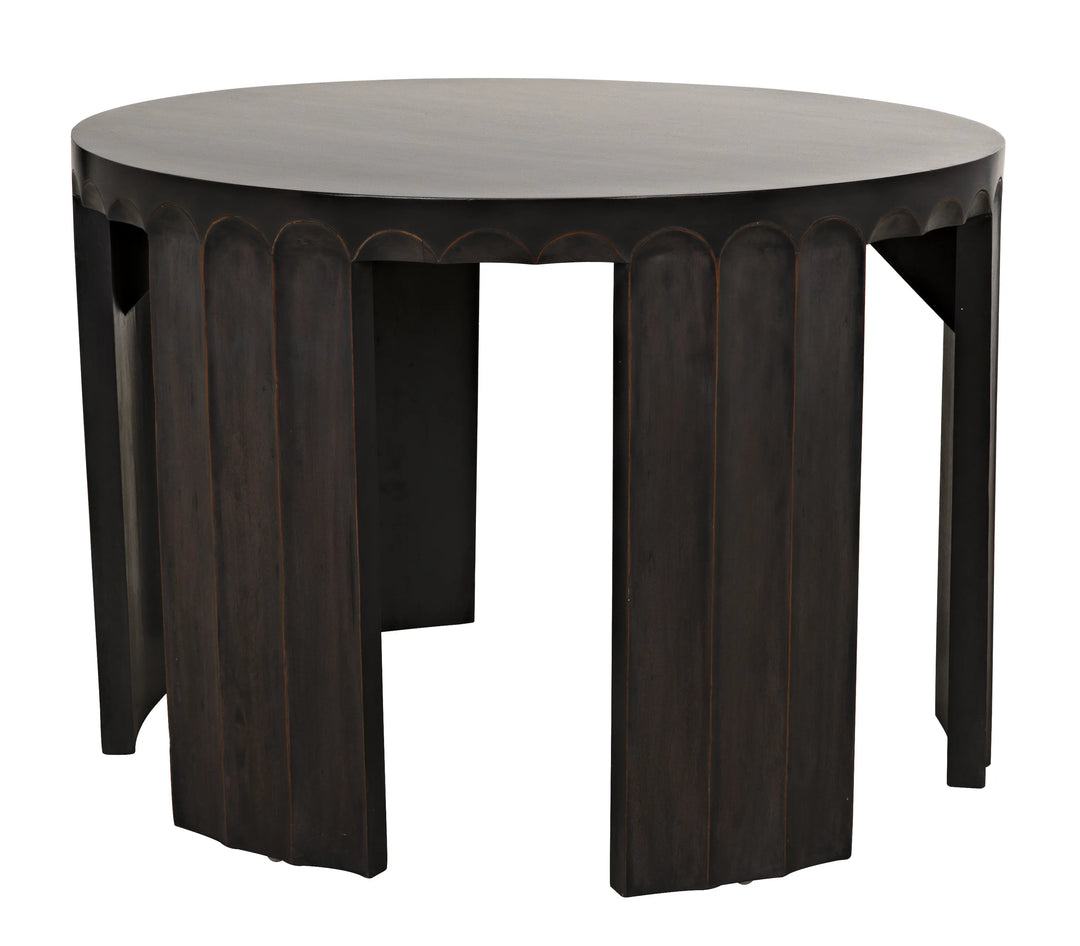 American Home Furniture | Noir - Fluted Side Table, Pale with Light Brown Trim