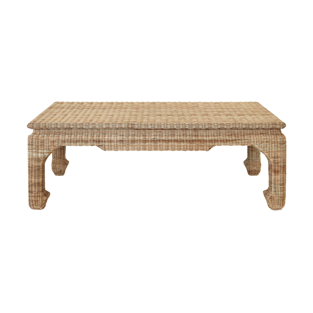 Ming Style Coffee Table In Woven Rattan - GUINEVERE