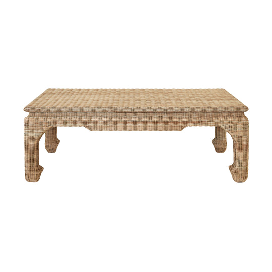 Ming Style Coffee Table In Woven Rattan - GUINEVERE