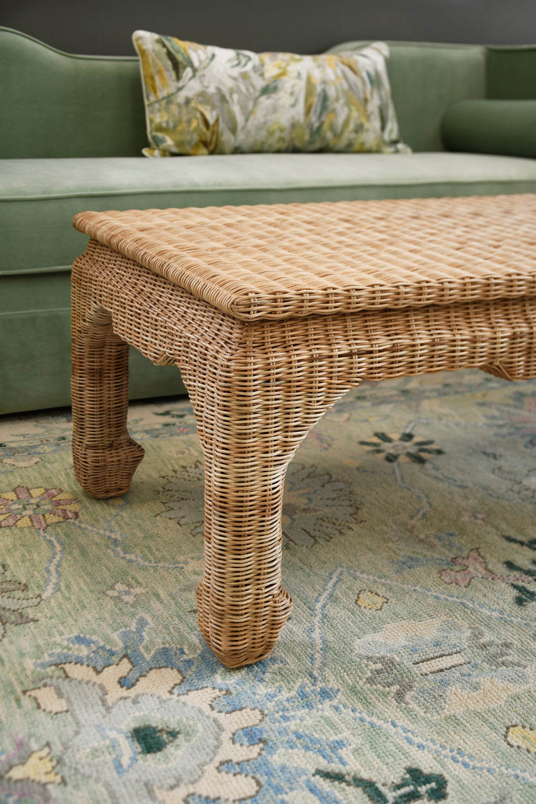 Ming Style Coffee Table In Woven Rattan - GUINEVERE