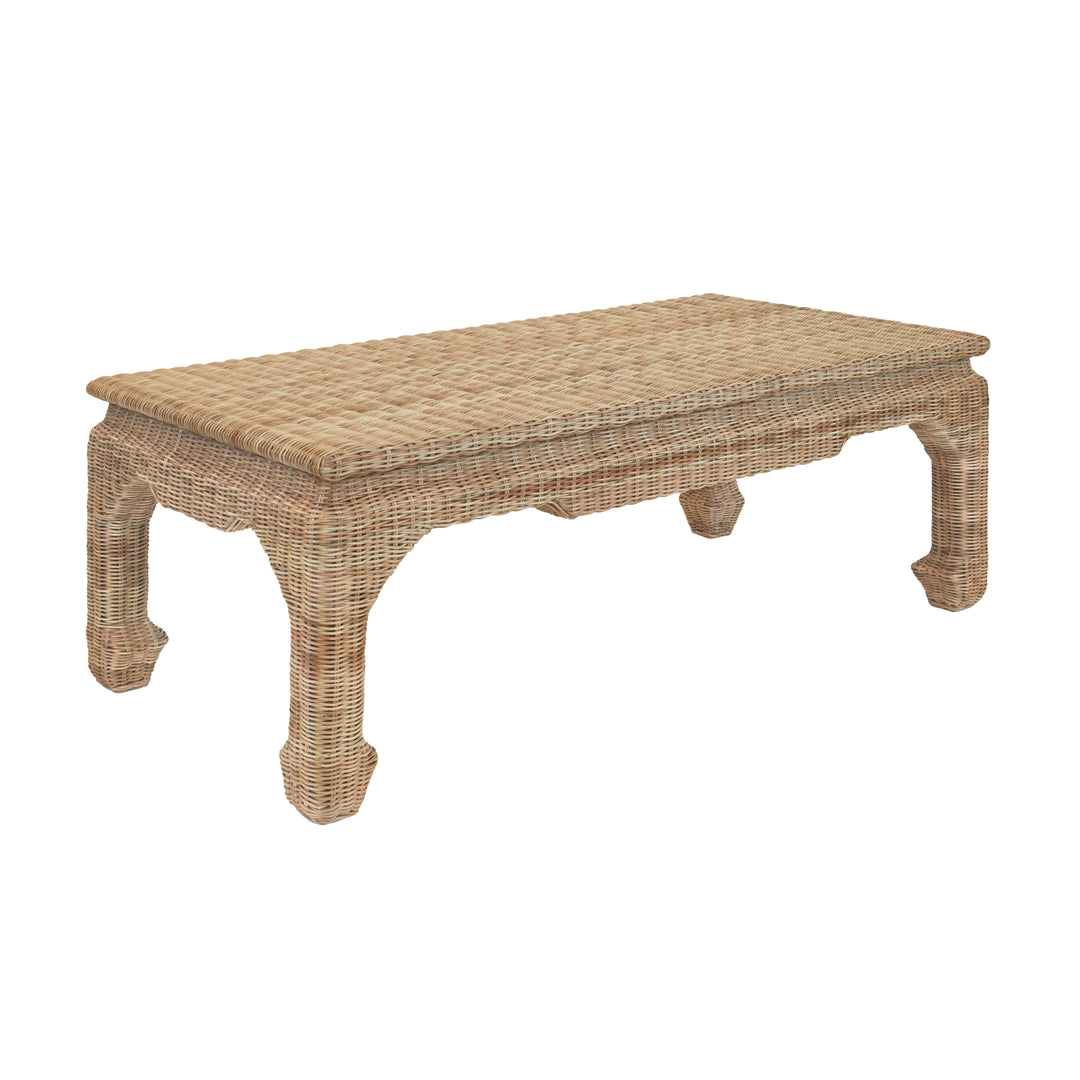 Ming Style Coffee Table In Woven Rattan - GUINEVERE