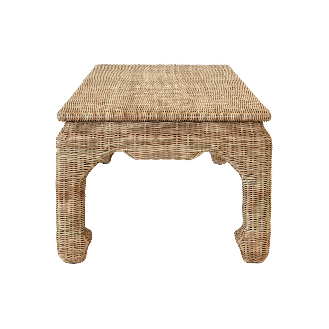 Ming Style Coffee Table In Woven Rattan - GUINEVERE