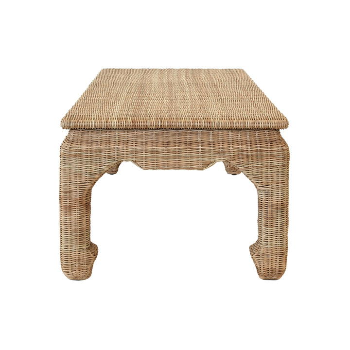 Ming Style Coffee Table In Woven Rattan - GUINEVERE
