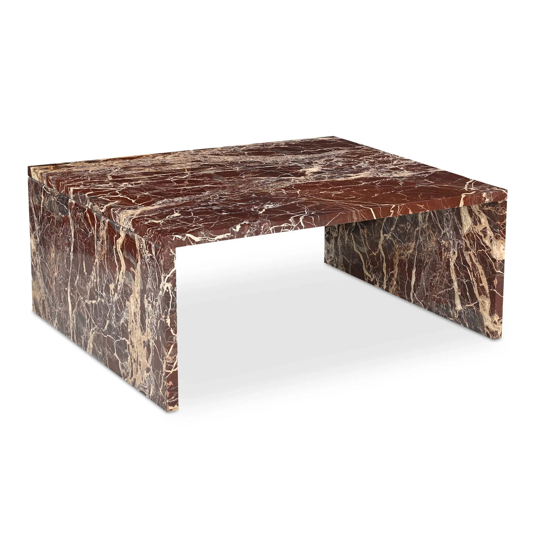 Rosa Coffee Table Rosso Levanto Marble - AmericanHomeFurniture
