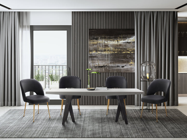 TOV Furniture Swell Dark Grey Velvet Chair DINING CHAIRS