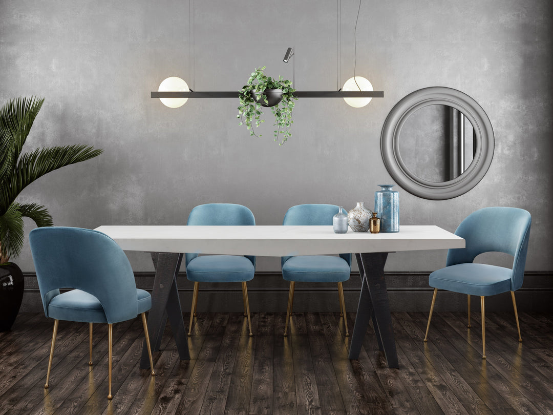 TOV Furniture Swell Sea Blue Velvet Chair DINING CHAIRS