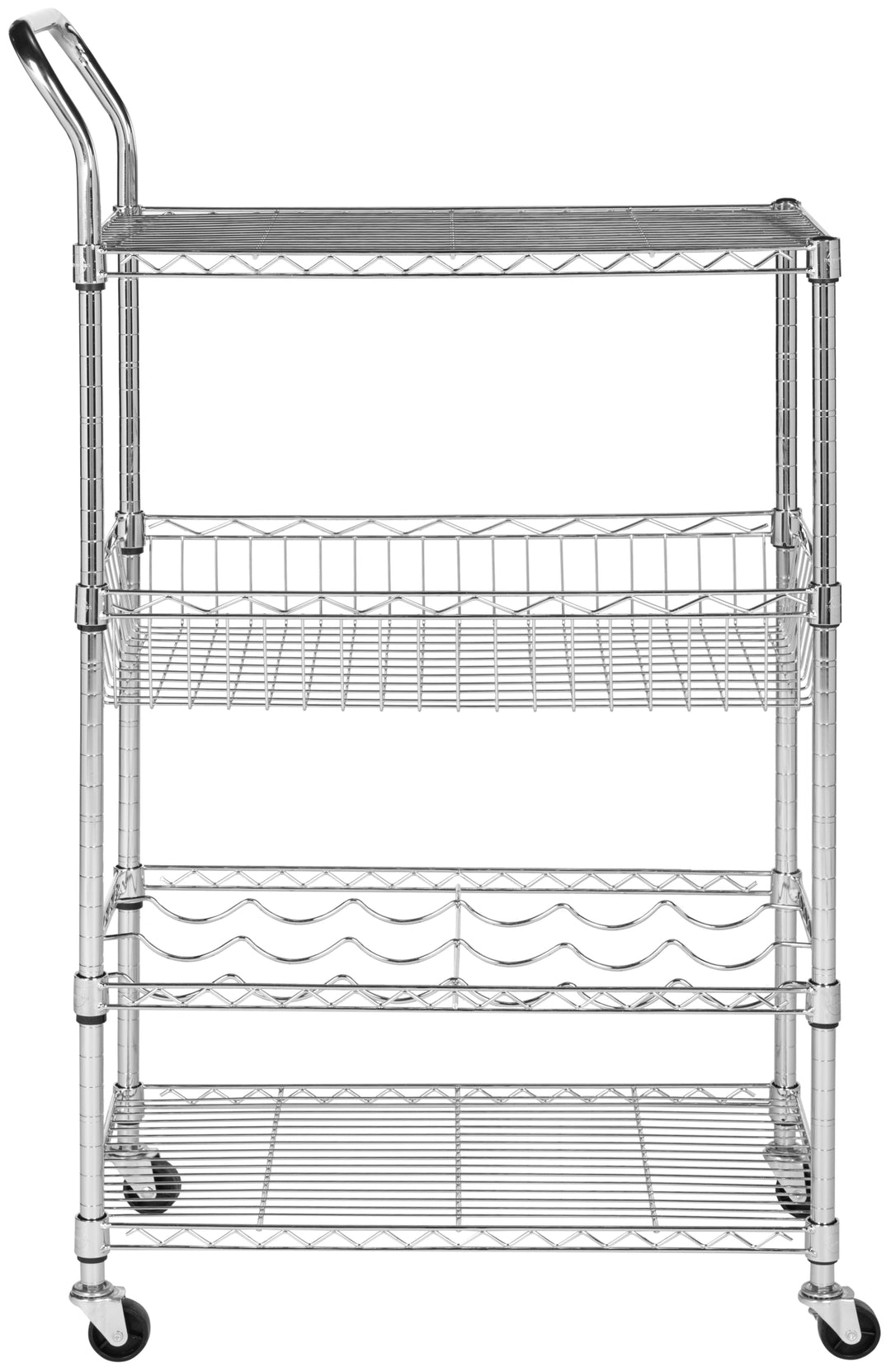 Carmen 4 Tier Chrome Wire Adjustable Cart (23.6 In. W X 13.8 In. D X 39.3 In. H)