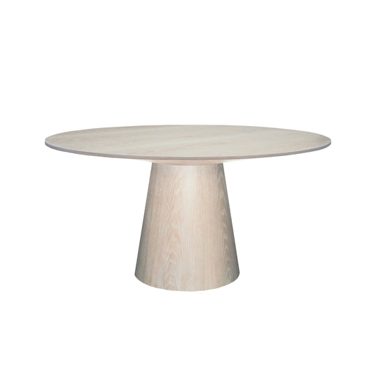 Round Cerused Oak Dining Table Base And Top - HAMILTON CO