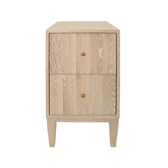 Two Door Side Table With Fluted Detail In Cerused Oak - HAMMOND CO