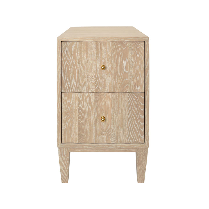 Two Door Side Table With Fluted Detail In Cerused Oak - HAMMOND CO