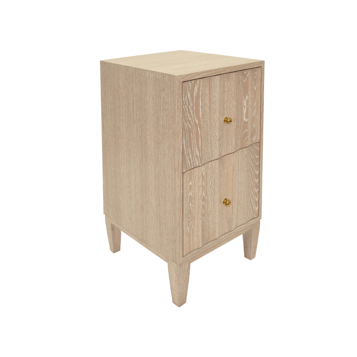 Two Door Side Table With Fluted Detail In Cerused Oak - HAMMOND CO