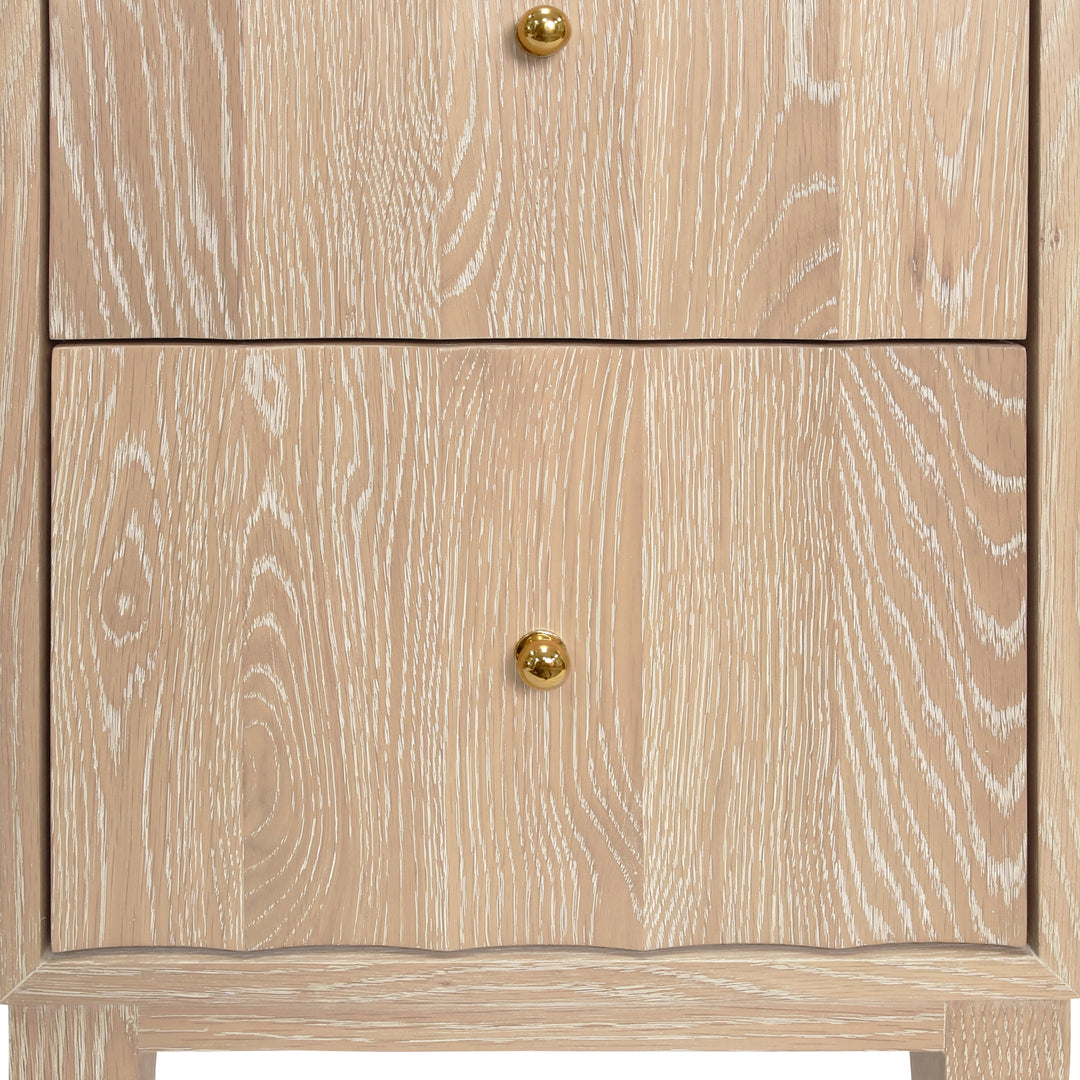 Two Door Side Table With Fluted Detail In Cerused Oak - HAMMOND CO