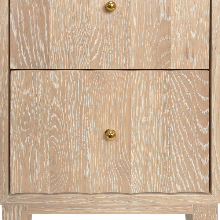 Two Door Side Table With Fluted Detail In Cerused Oak - HAMMOND CO