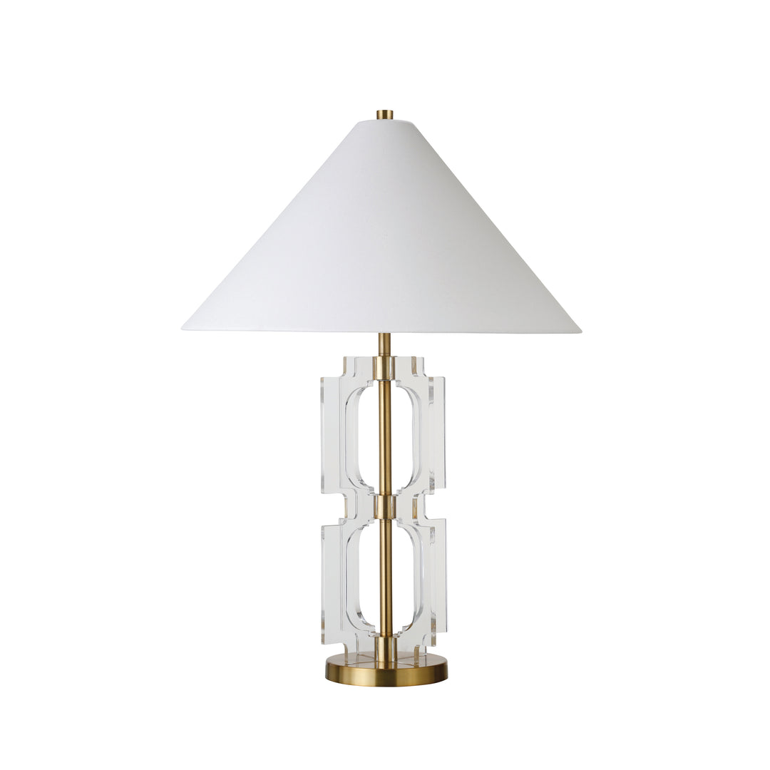 Double Stacked Acrylic Square Table Lamp With Antique Brass Parts - HANSEN ABR