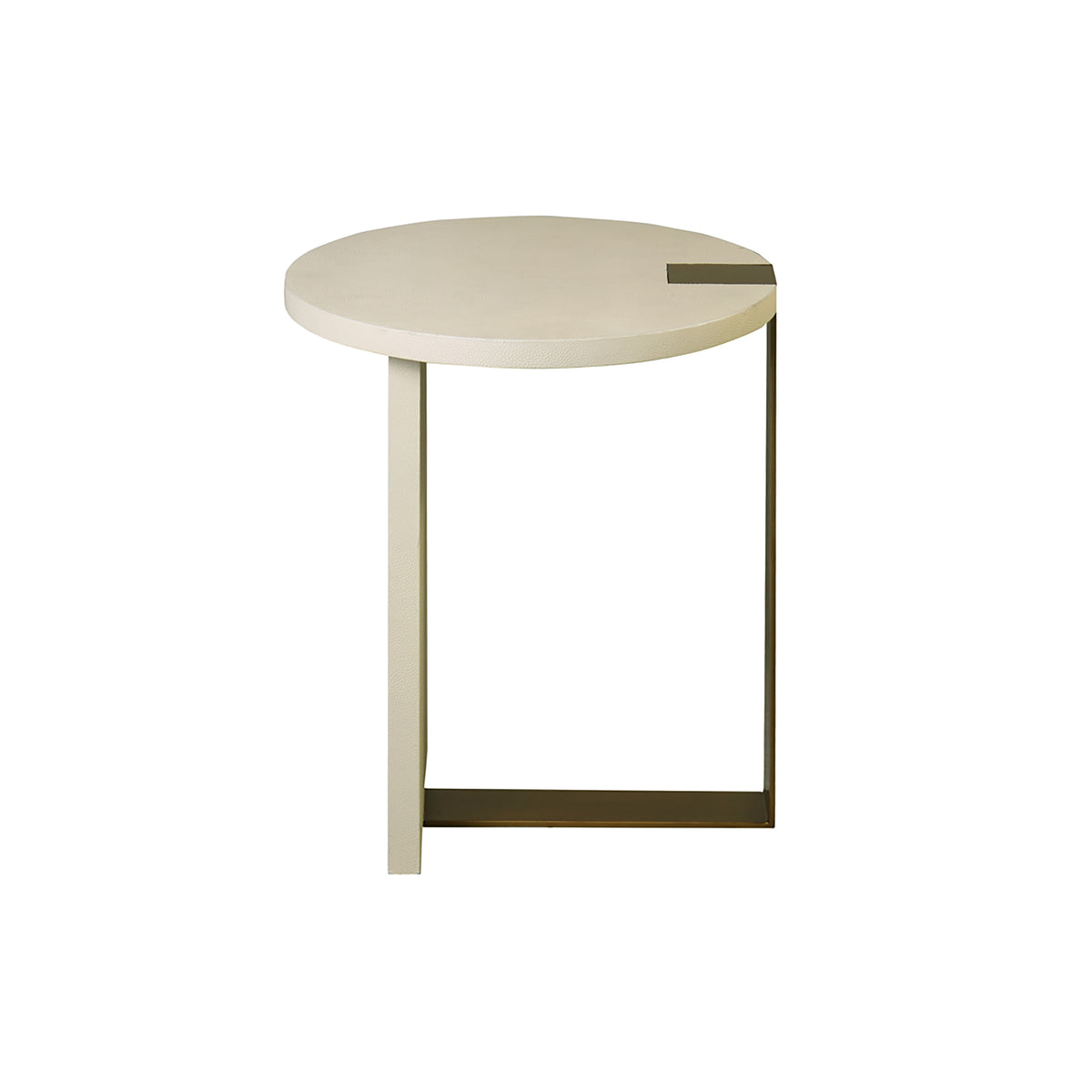 Round Side Table In Ant Brass & Cream Faux Shagreen - HARRINGTON CS