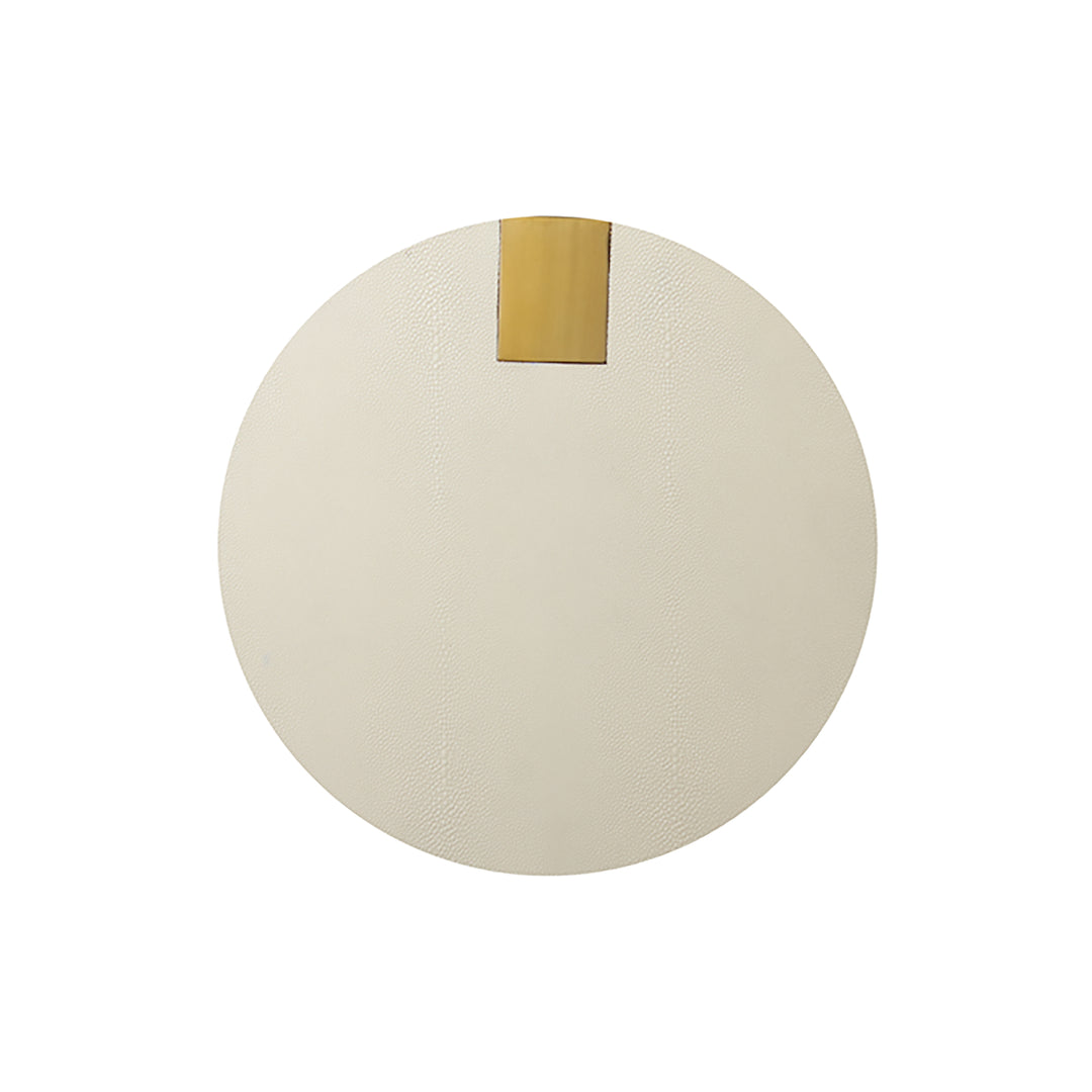 Round Side Table In Ant Brass & Cream Faux Shagreen - HARRINGTON CS