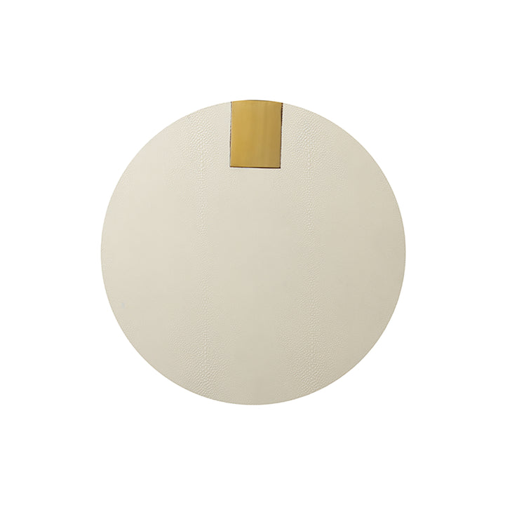 Round Side Table In Ant Brass & Cream Faux Shagreen - HARRINGTON CS