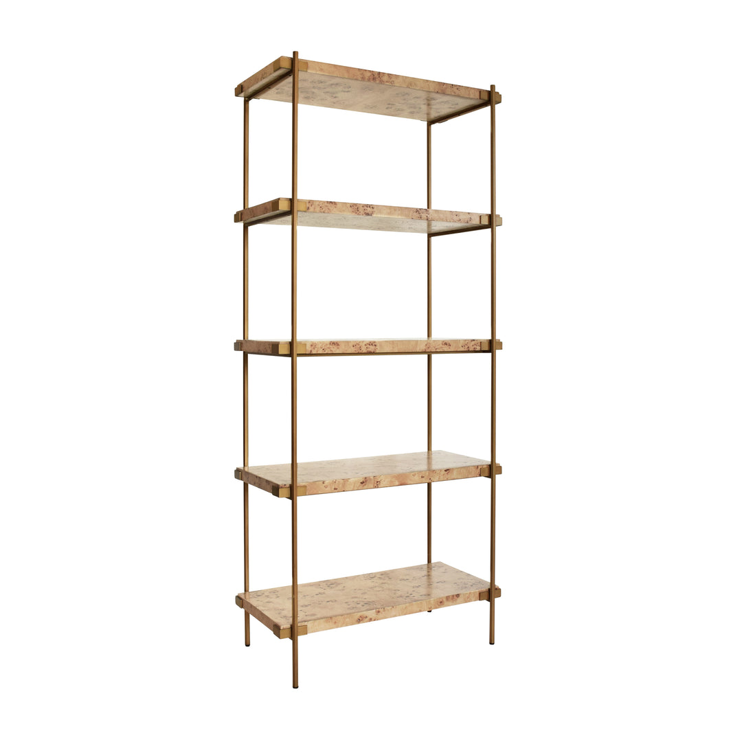 Antique Brass Etagere With Shelves In Burl Wood - HARRIS BW