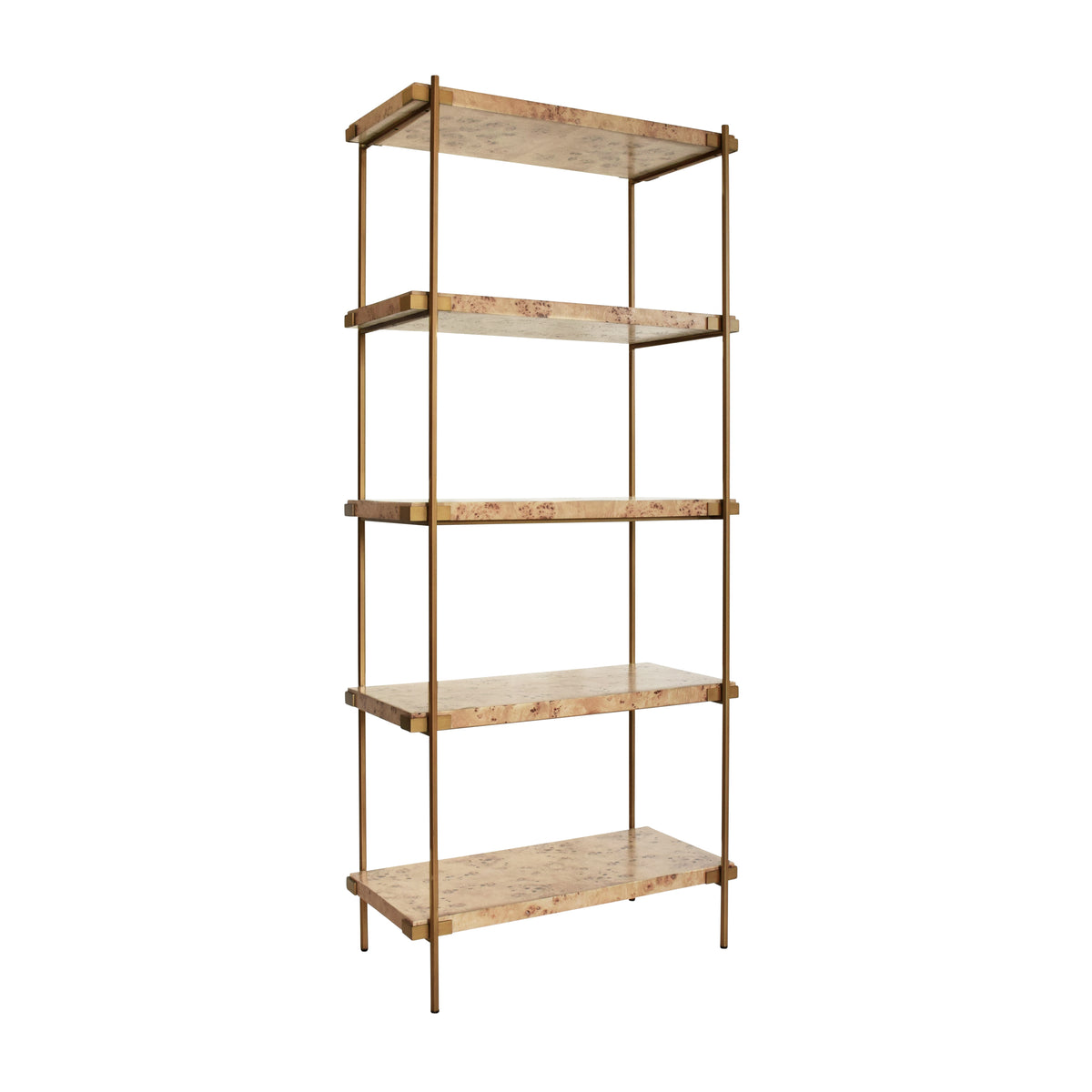 Antique Brass Etagere With Shelves In Burl Wood - HARRIS BW