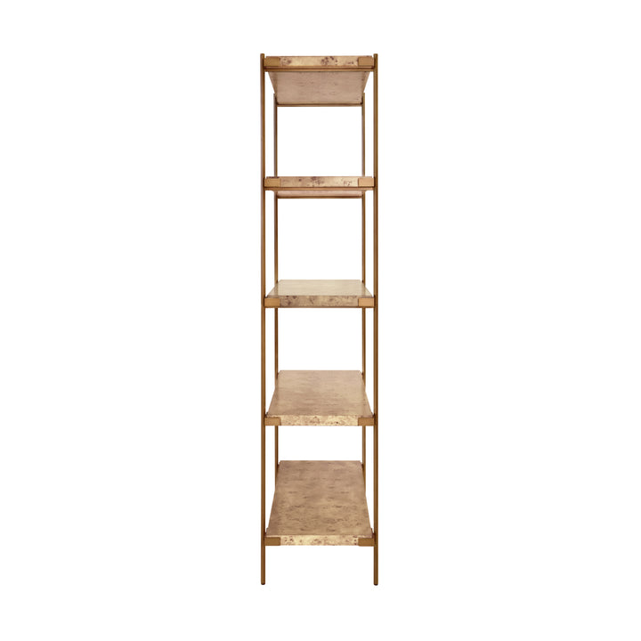 Antique Brass Etagere With Shelves In Burl Wood - HARRIS BW