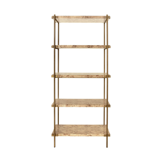 Antique Brass Etagere With Shelves In Burl Wood - HARRIS BW