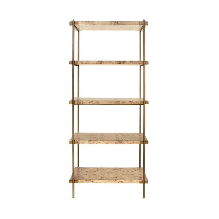 Antique Brass Etagere With Shelves In Burl Wood - HARRIS BW