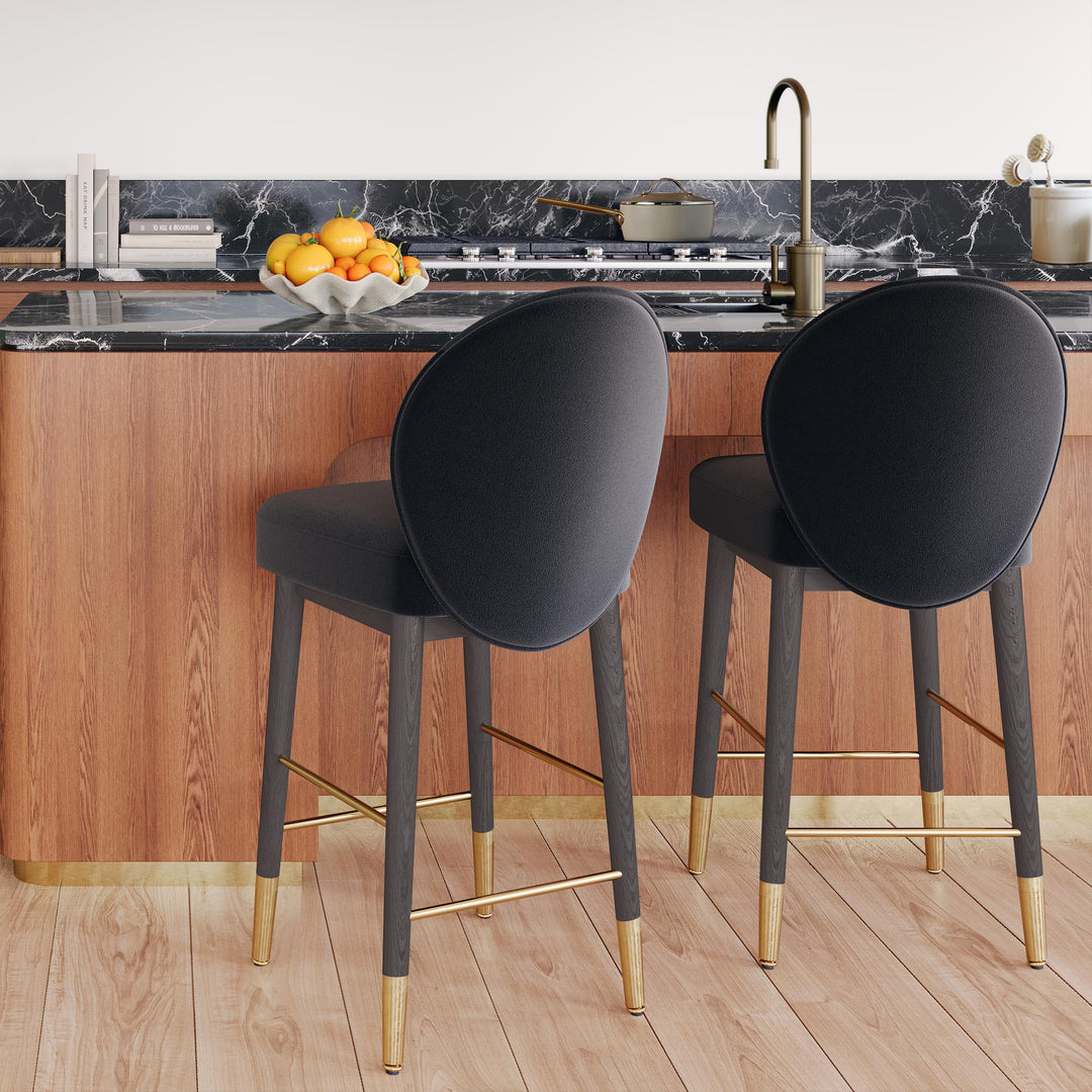 TOV Furniture Hailey Charcoal Grey Velvet Barstool OTTOMANS, POUFS, + STOOLS