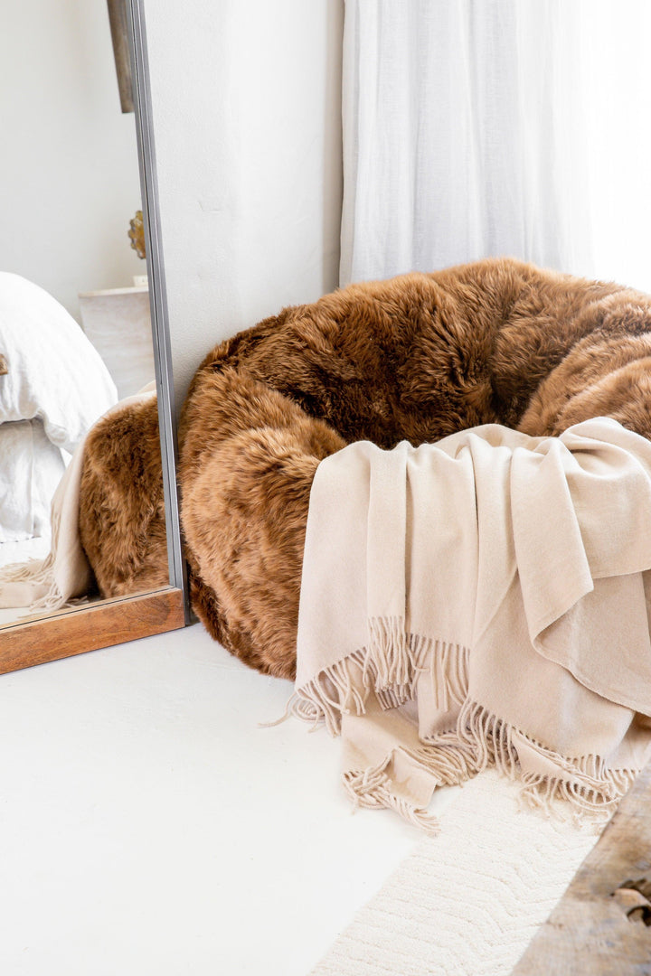 Camel Hair Throw Flatweave - AmericanHomeFurniture