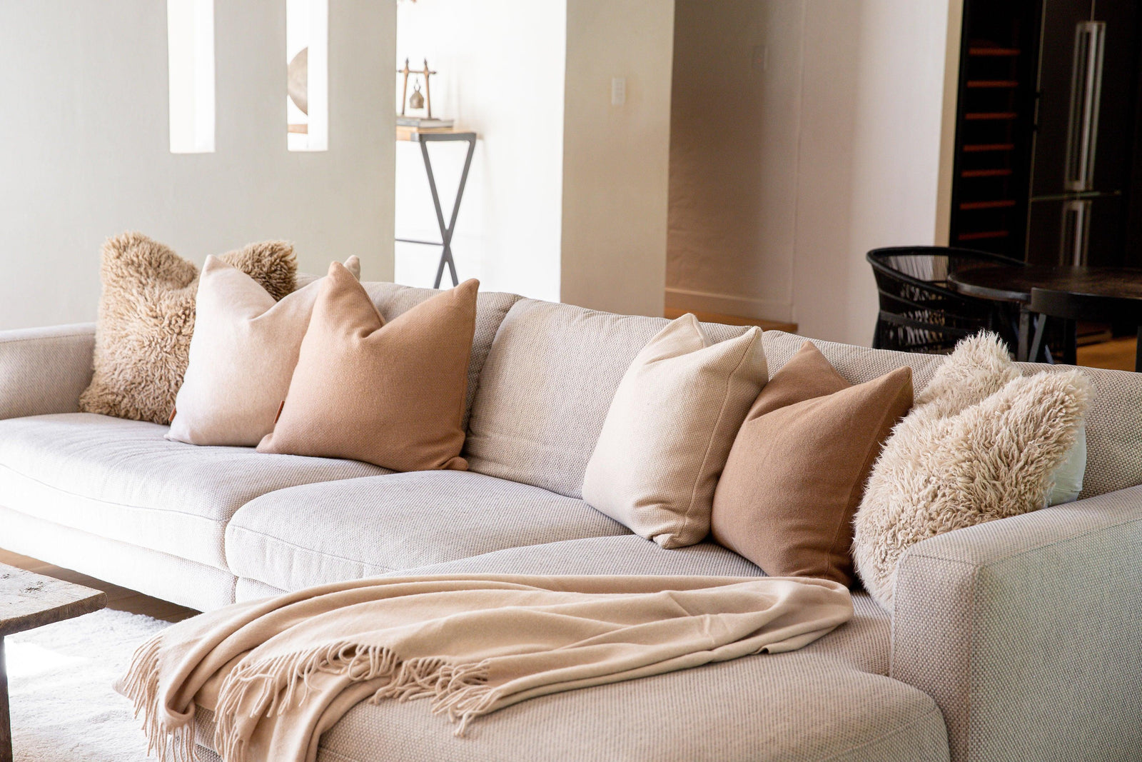 Fibre by Auskin - Camel Cushion Flatweave - CCYN5DS55D-WI | American Home Furniture