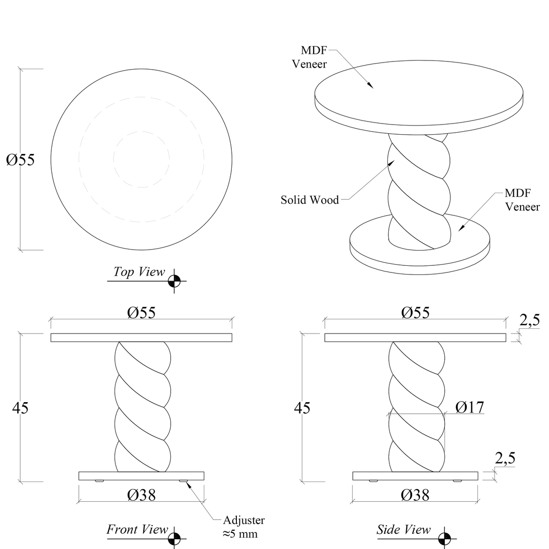 Olo Round End Table — line