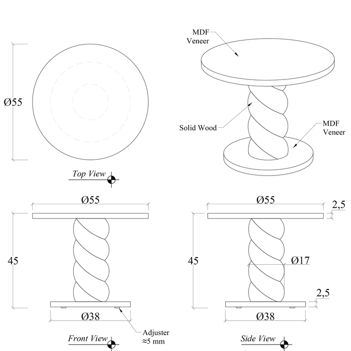 Olo Round End Table — line