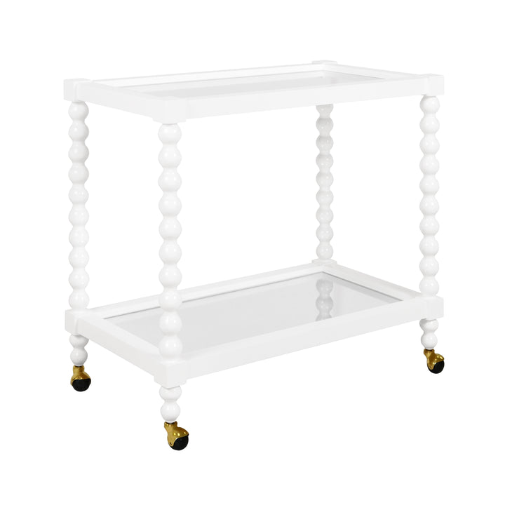 Bobbin Style Bar Cart In White Lacquer - ISADORE WH
