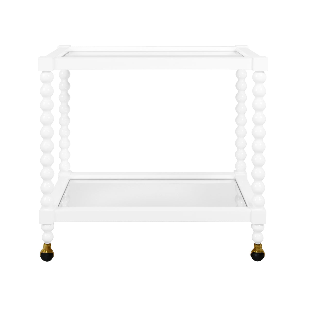 Bobbin Style Bar Cart In White Lacquer - ISADORE WH