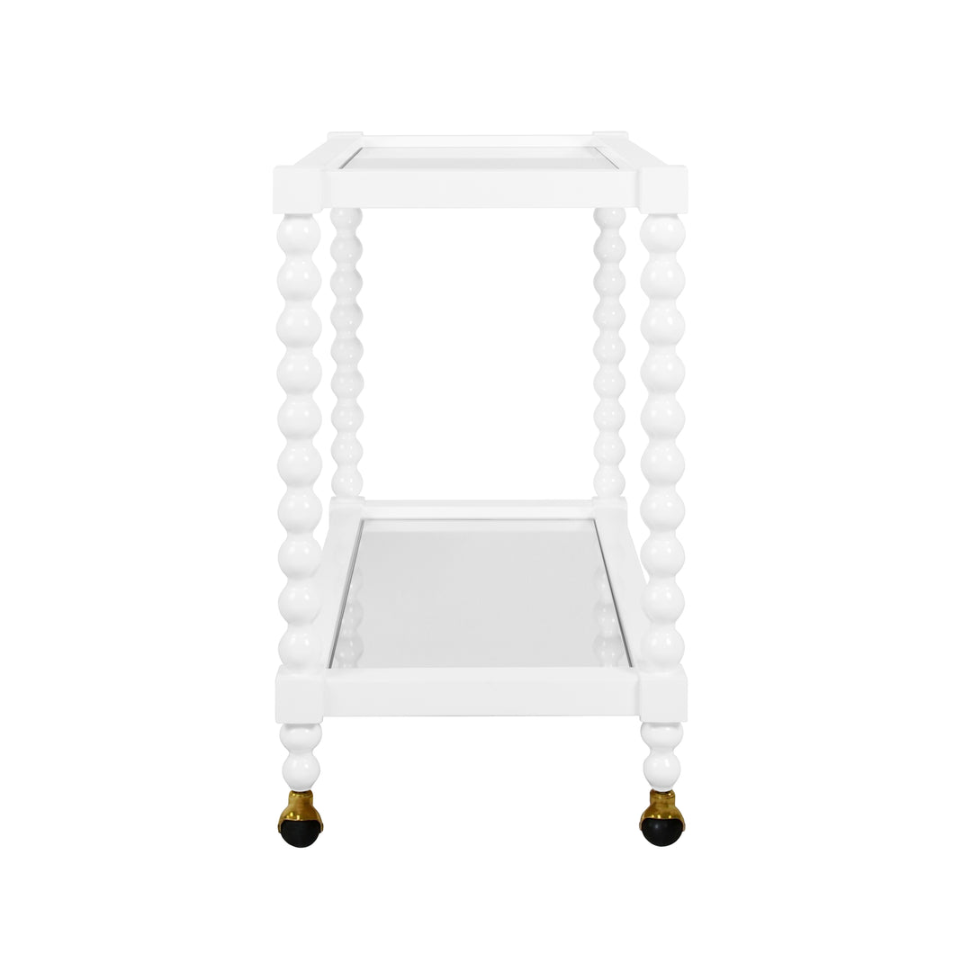 Bobbin Style Bar Cart In White Lacquer - ISADORE WH