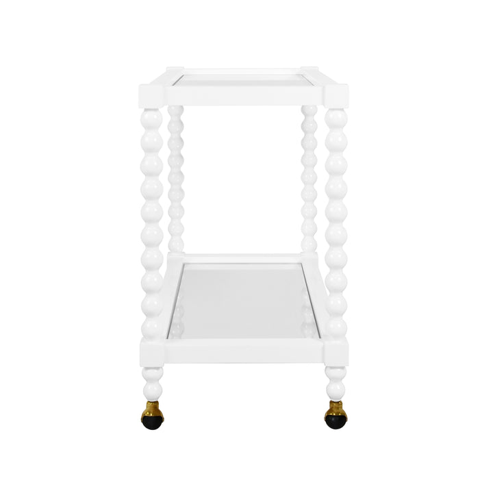 Bobbin Style Bar Cart In White Lacquer - ISADORE WH