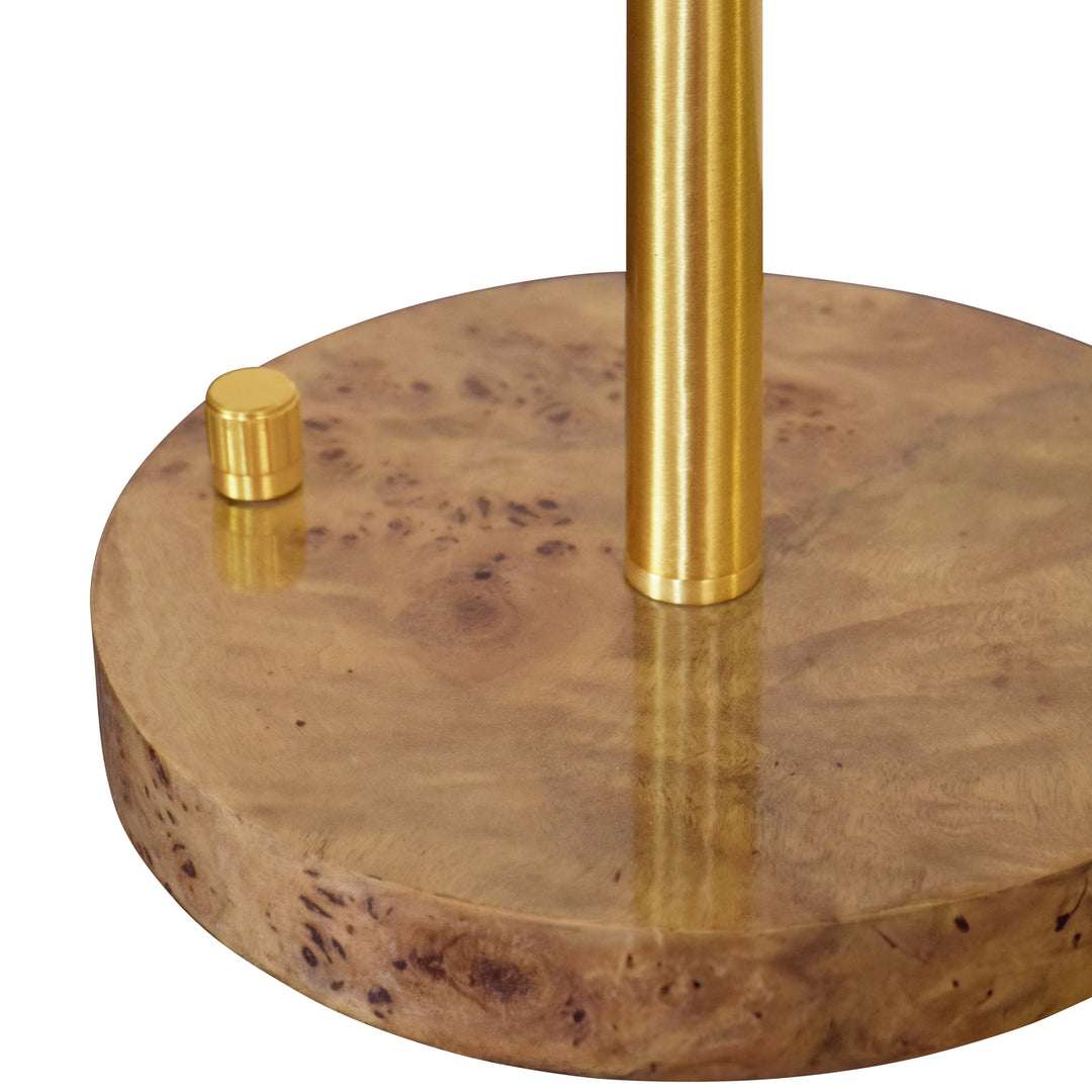 Rechareable Table Lamp With Adjustable Pole In Brass And White Linen Shade - JACE