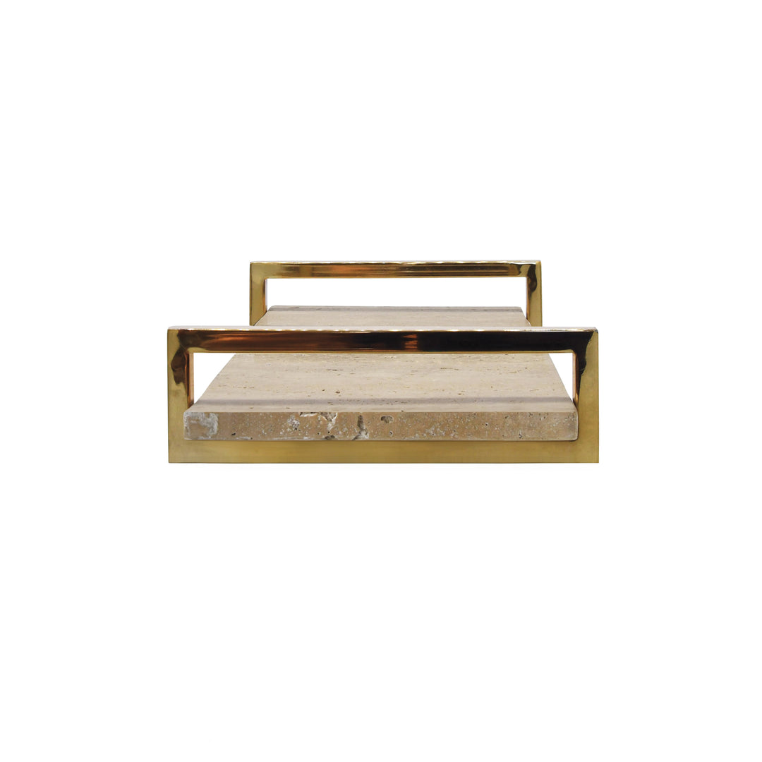 Travertine Marble Tray With Brass Handles - JARVIS TR