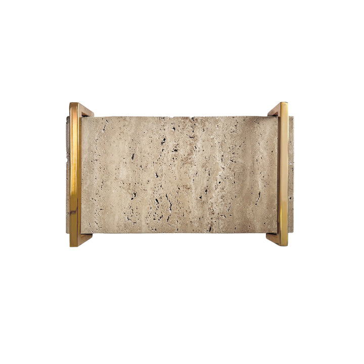 Travertine Marble Tray With Brass Handles - JARVIS TR