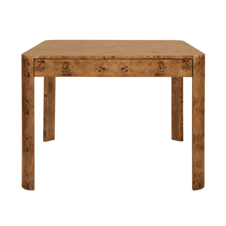 Square Two Drawer Curved Corner Game Table In Dark Burl Wood - JETT DBW