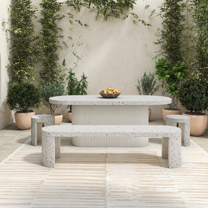 Lyon Outdoor Dining Table White Terrazzo