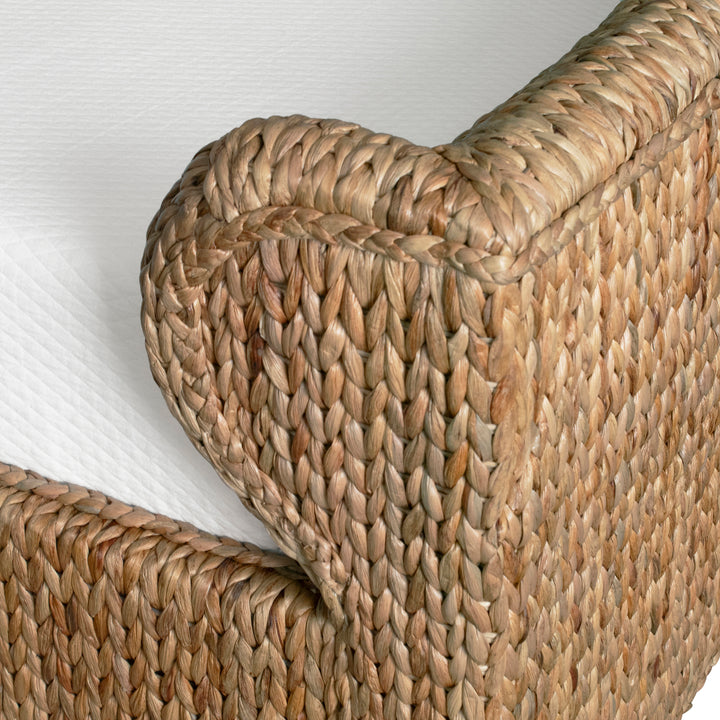 Winged Headboard And Footboard With Side Rails In Natural Water Hyacinth, King Size - JOVI KING