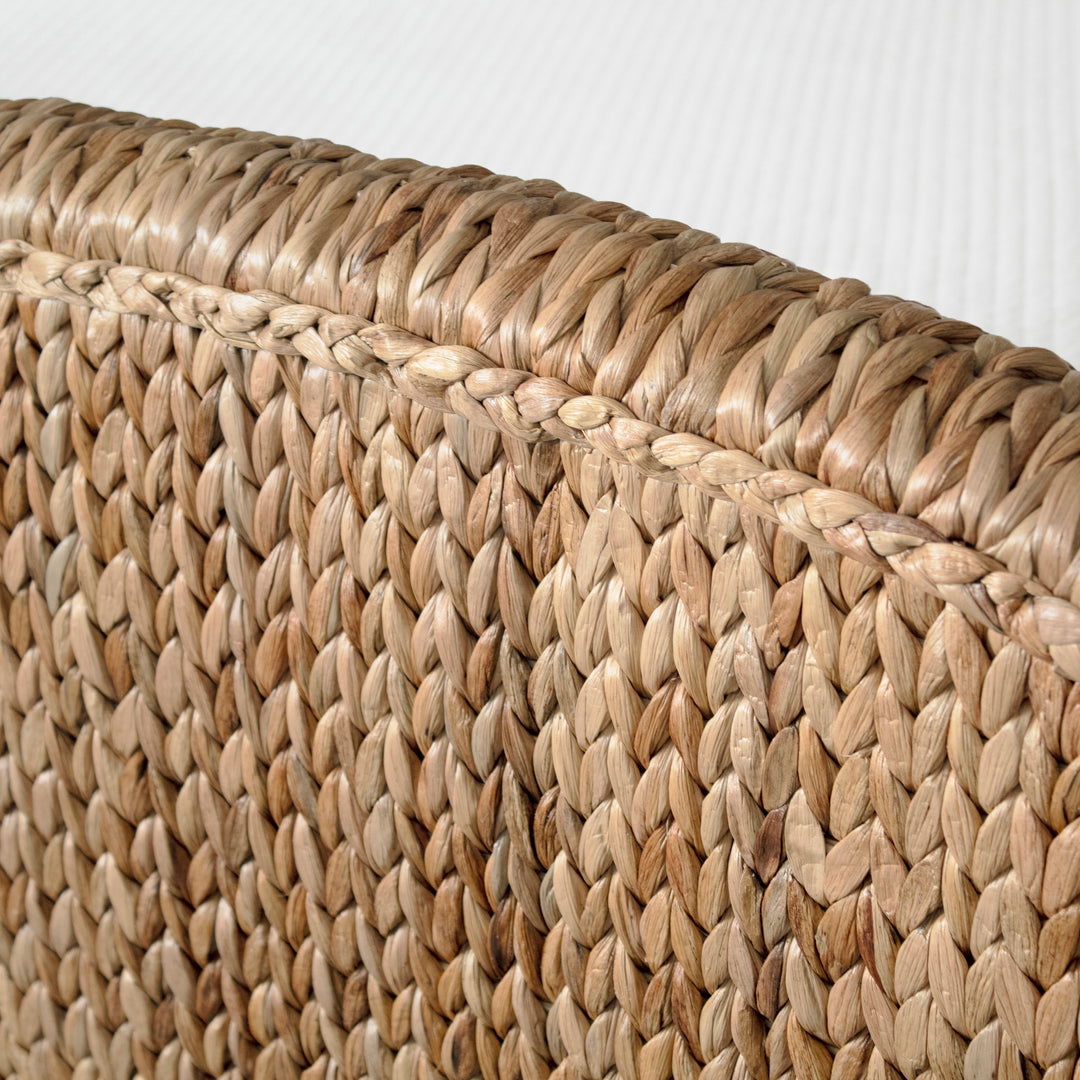 Winged Headboard And Footboard With Side Rails In Natural Water Hyacinth, King Size - JOVI KING