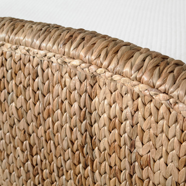 Winged Headboard And Footboard With Side Rails In Natural Water Hyacinth, King Size - JOVI KING
