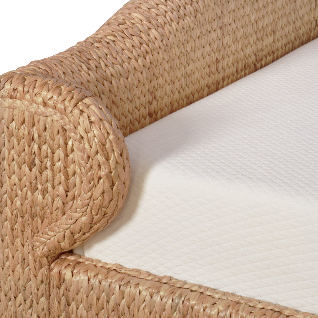 Winged Headboard And Footboard With Side Rails In Natural Water Hyacinth, King Size - JOVI KING