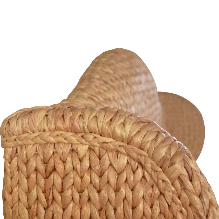 Winged Headboard And Footboard With Side Rails In Natural Water Hyacinth, King Size - JOVI KING